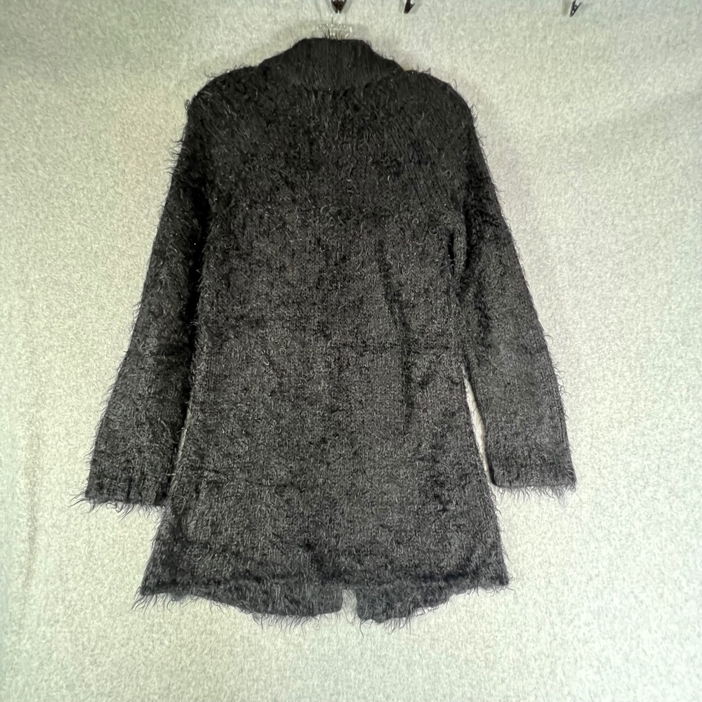 Free People XS Shaggy Jacket Black Fuzzy Knit Cardigan Sweater‎ Pockets Grunge - Picture 10 of 10